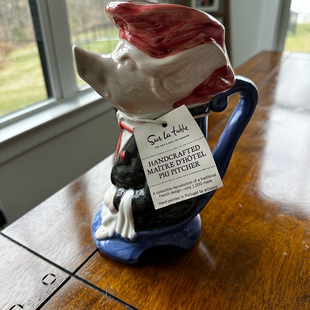 Sur La Table Red and Blue Pig Pitcher